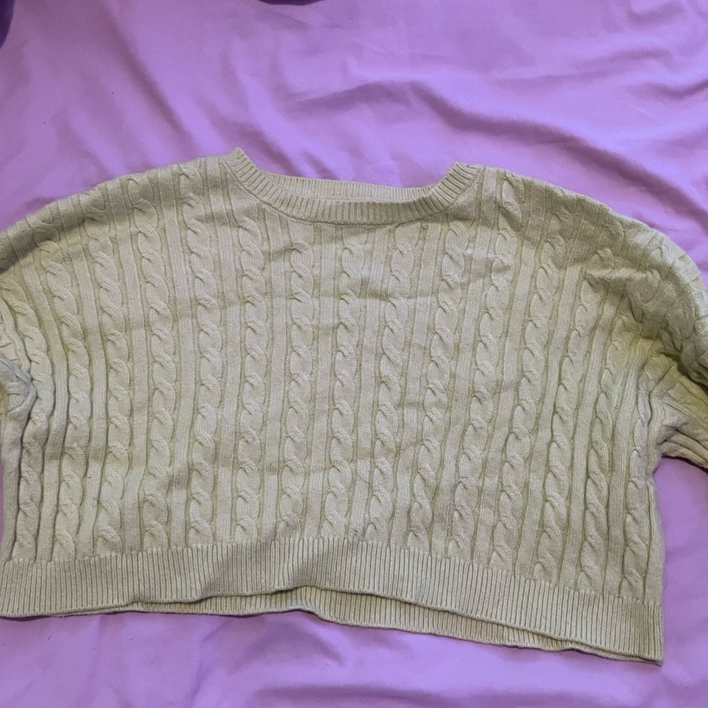 Lime green cropped sweater shirt